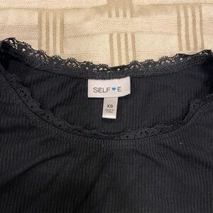 Black Lace Trim Top by Self Esteem